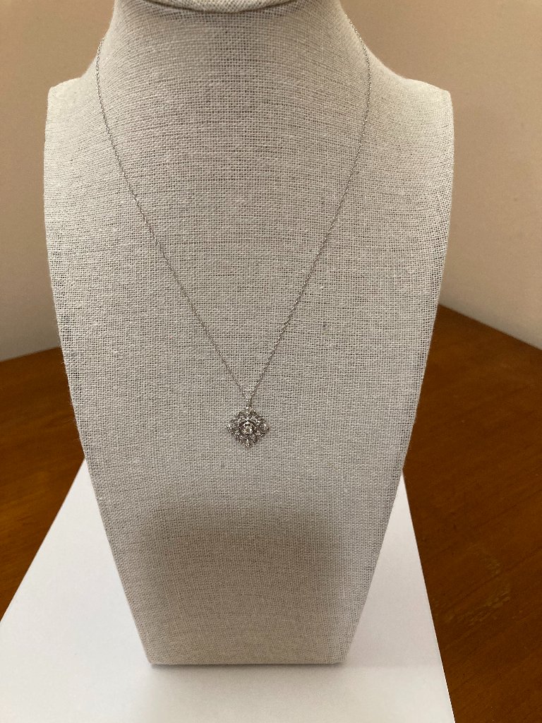 18k White Gold Diamond Pendant Bezel Set 32 Ctw 16